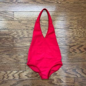 American Apparel red halter bodysuit